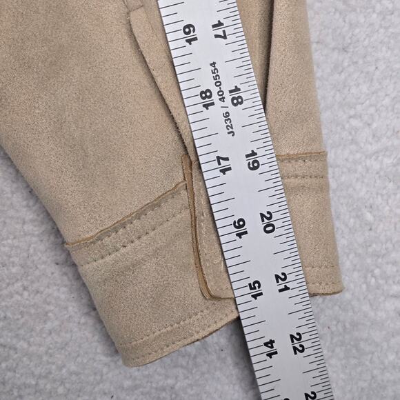 Zara Oversized Jacket Womens M Faux Suede Snap Front Tan/Beige Shacket - Picture 10 of 12